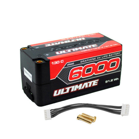 UR4445 ULTIMATE GRAPHENE HV LiPo BATTERY SHORTY 15.2v. 6000mAh 130C 5mm TUBES