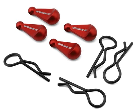 UPG-13004 UpGrade RC 1/8 Body Clips with Aluminum Pull Handles (Red) (4)