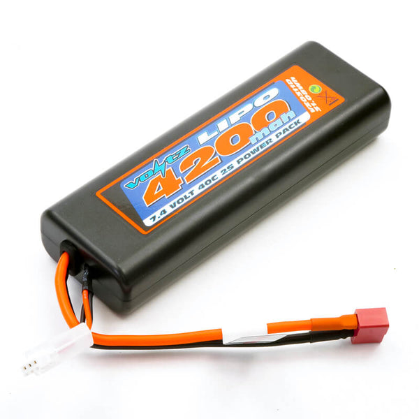 VZ0311D VOLTZ 4200MAH ROUND/OVAL CASE 2S 40C 7.4V LIPO STICK PACK - DEANS