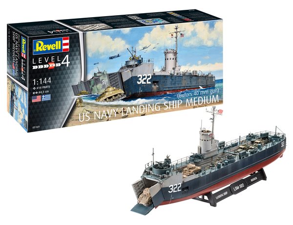 05169 - REVELL 1/144 US NAVY LANDING SHIP MEDIUM (BOFORS 40MM)