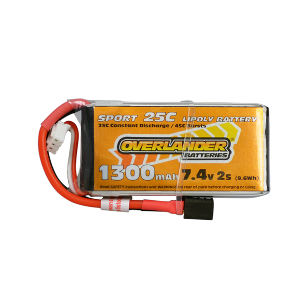 2962 OVERLANDER 1300mAh 7.4V 2S 25C Sport LiPo Battery -DEANS CONNECTOR