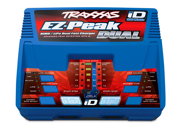 TRX2972TX Traxxas EZ-Peak Dual 8 Amp 100 Watt NiMH/LiPo Charger with iD Auto Battery Identification