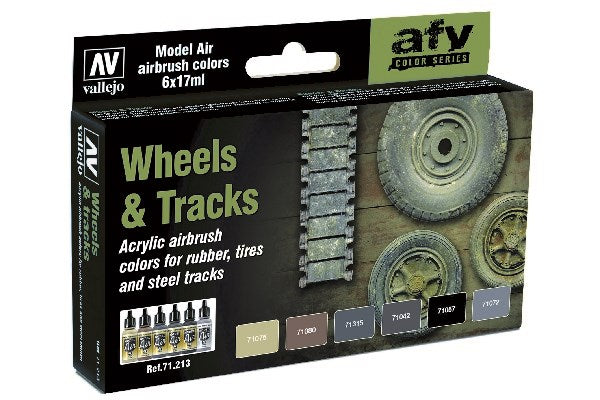71.213 Vallejo MODEL AIR SET WHEELS & TRACKS 6X17ML