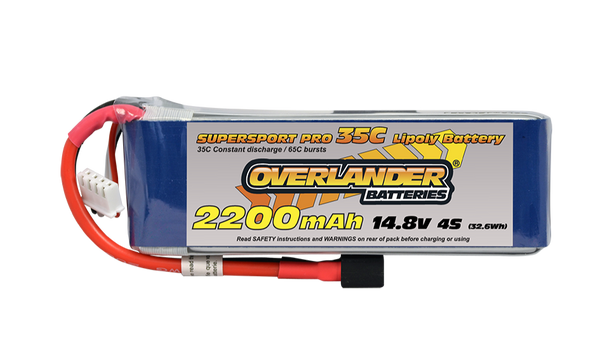 OVERLANDER 2568 2200MAH 14.8V 4S 35C SUPERSPORT PRO LIPO BATTERY with DEANS (T-TYPE)