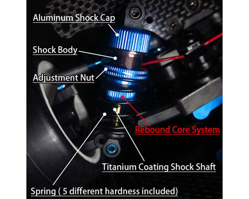 DSG-0050BU Yeah Racing Shock-Gear 50mm Damper Set for 1/10 RC Touring Car Blue