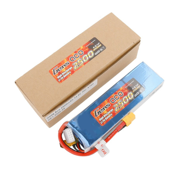 GE1-2500-4X GENS ACE BATTERY LIPO 4S 14.8V-2500-30C(XT60) 142X42X22MM 270G