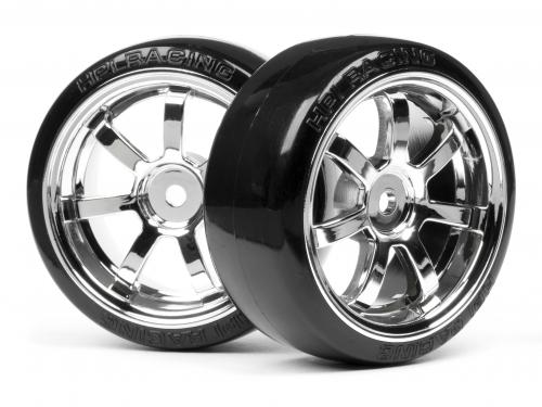 HPI Mounted T-Drift Tire 26mm On Rays 57S-Pro Chrome Rim (2Pcs) HPI4739