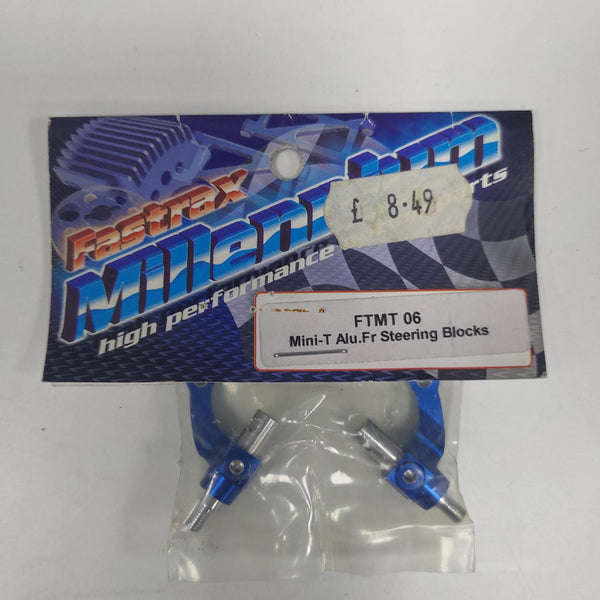 FTMT06 FASTRAX Mini T Front Steering Blocks - Blue Aluminum