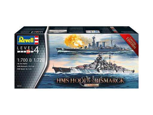 05174 Revell 05174 1/720th & 1/700th Battle Set HMS Hood vs Bismarck 80th Anniversary Kit Limited Edition
