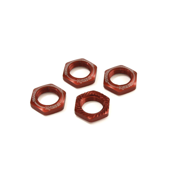 KYOSHO IFW472R SERRATED 1:8 WHEEL NUTS (4) - RED