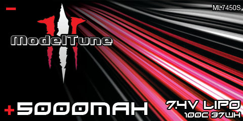 ML7450S Modeltune 5000mah 7.4v 2s Shortie Lipo 100c