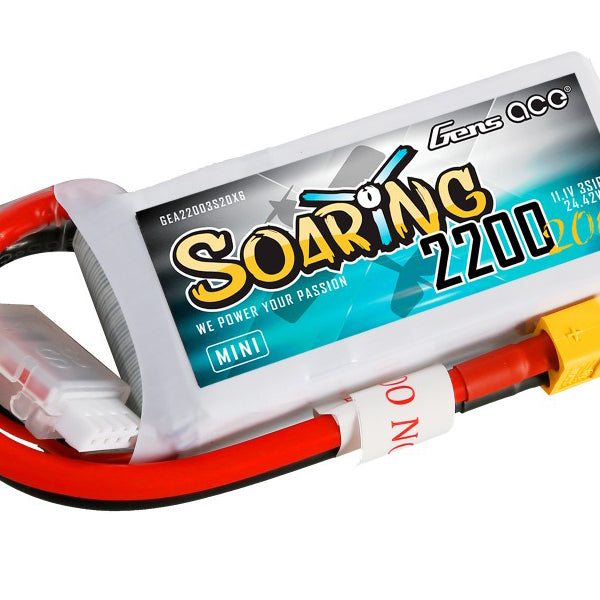 G3S2200-20X6 Gens ace Li-Po 3S 11.1V MINI 2200mAh 20C Soaring with XT60