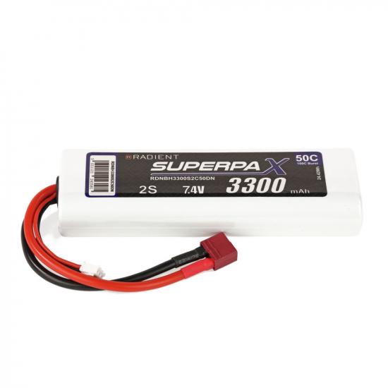 RDNBH3300S2C50DN Radient LiPo 2S 3300mAh 7.4V 50C Hard Case Stick Pack (Deans)
