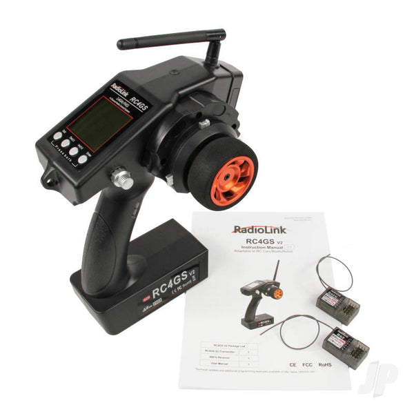 RLKT041000 RadioLink RC4GS-V2 2.4GHz 4-Channel Tx with 1x R6FG-V3 (Gyro Rx) and 1x R6F-V2 (Standard Rx)