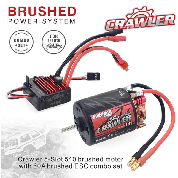 SP-054000-92 SURPASS SCALE CRAWLER COMBO 5-SLOT 16T 1850KV BRUSHED MOTOR AND 60AMP SPEED CONTROLLER