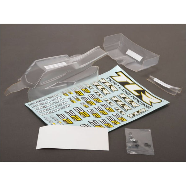 TLR230007 Body & Wing Set, Clear with Stickers: 22 3.0