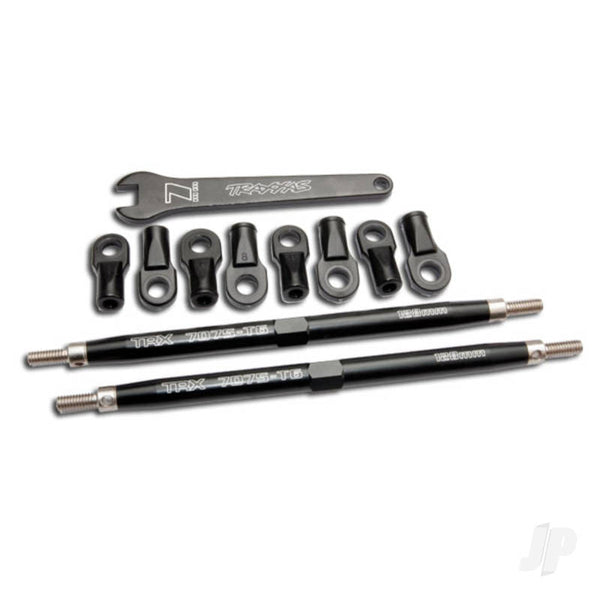 TRX5338A - Toe links, Revo (Tubes 7075-T6 aluminium, black) (128mm, fits front or rear) (2pcs) / rod ends, rear (4pcs) / rod ends, front (4pcs) / wrench (1pc)