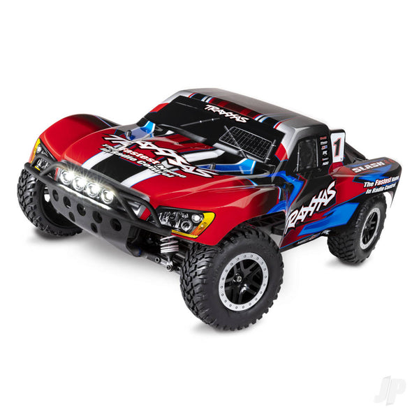 TRX68054-61-RED TRAXXAS Red Slash 4X4 1:10 4WD RTR Electric Short Course Truck (+ TQ 2-ch, XL-5, Titan 550, 7-Cell NiMH, DC charger, LED lights)