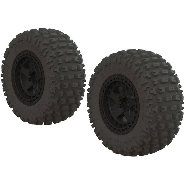 AR550042 ARRMA Fortress SC Tire Set Glued Black (2)