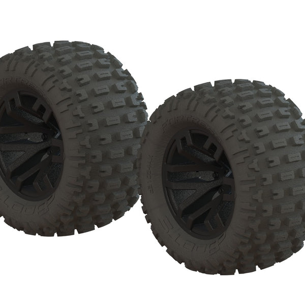 AR550044 ARRMA dBoots Fortress MT Tire Set Glued Blk (2)