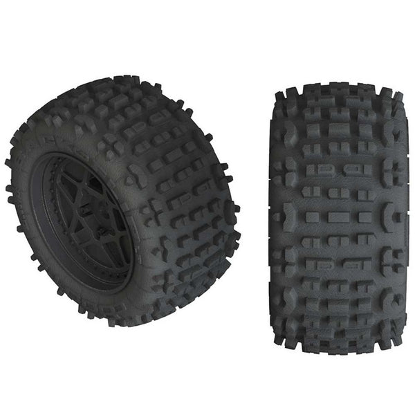 AR550050 ARRMA Backflip LP 4S Tire 3.8 Glued Black (2)