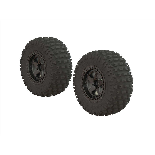 ARRMA ARA550087  Fortress SC Tire Set Glued Gunmetal (2)