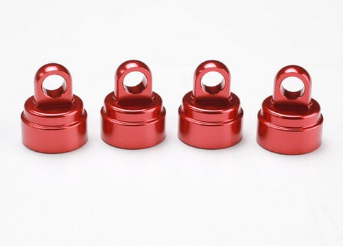 TRX3767X TRAXXAS Shock caps aluminium (red-anodised) (4) (Ultra Shocks)
