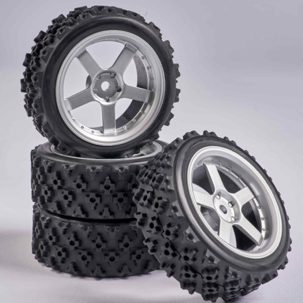 C900166 Carson RC 1:10 Wheel Set 5 spk. Rallye (4) silver