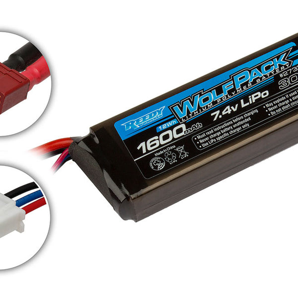 REEDY WOLFPACK LIPO 1600MAH 30C 7.4V FLAT