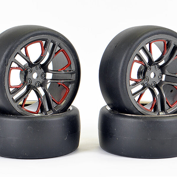 FAST1352G-D13 FASTRAX 1/10 (4) DRIFT D1 TYRE W/3MM 10-SPOKE WHEEL- GRAPHTE