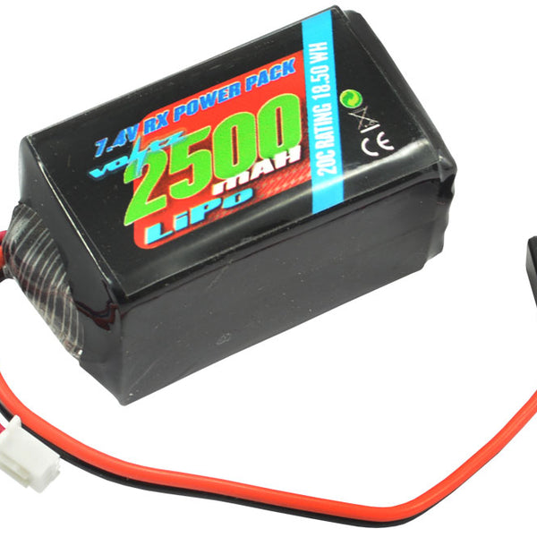 VZ0271- VOLTZ 2500MAH 2S 7.4V RX LIPO HUMP BATTERY PACK