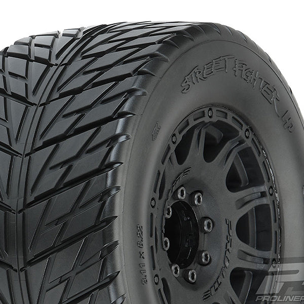 PL10167-10 PROLINE STREET FIGHTER 3.8" BELTED TIRES MOUNTED ON RAID BLACK WHEELS 8X32 HEX 17MM