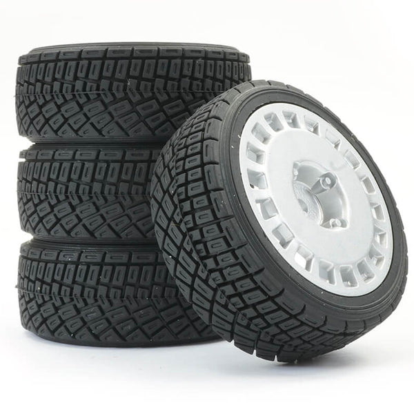 FAST0071S FASTRAX 1/10TH RALLY ANGLE TYRE/WHEEL SET WHITE (4)