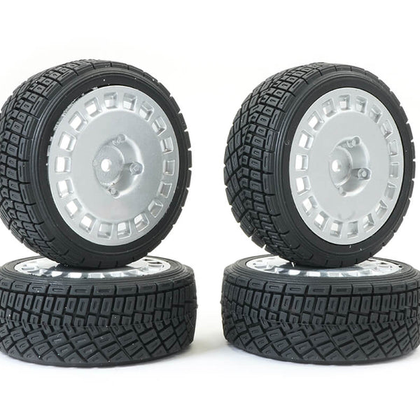 FAST0071S FASTRAX 1/10TH RALLY ANGLE TYRE/WHEEL SET WHITE (4)