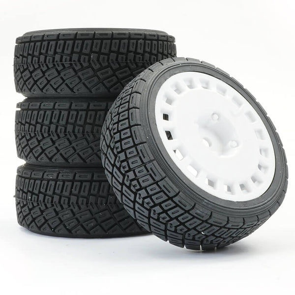 FAST0071W FASTRAX 1/10TH RALLY ANGLE TYRE/WHEEL SET WHITE (4)
