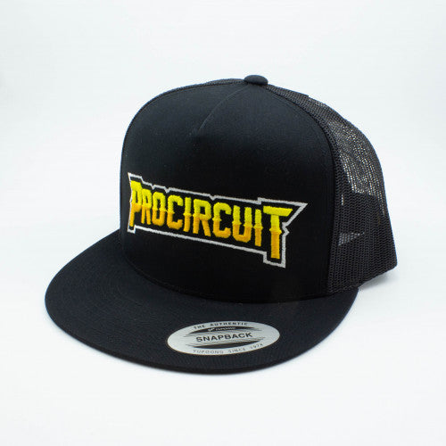 PC0013 PROCIRCUIT RETRO SNAPBACK CLASSIC TRUCKER CAP BLACK