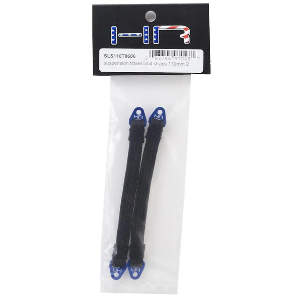 HRASLS110T0606 Hot Racing 110mm Suspension Travel Limit Straps (2) (Blue)