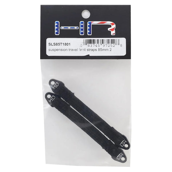 HRASLS85T1801 Hot Racing 85mm Suspension Travel Limit Straps (2) (Black/Silver)