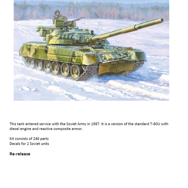 ZVESDA Z3591 T-80UD RUSS MAIN BATTLE TANK (RR)