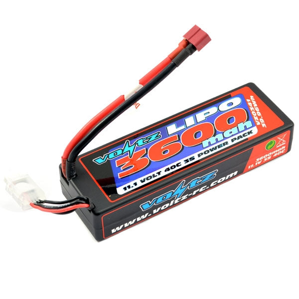 VZ0341EC5 - VOLTZ 3600MAH 3S 11.1V 40C HARDCASE LIPO BATTERY STICK-LOW PROFILE 2S SIZE PACK 1pcs
