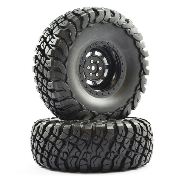 FTX8766B FTX MAULER 2.2" ALL TERRAIN TYRES PRE-GLUED ON BLACK WHEELS (2)
