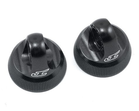 JCO2490-2 JConcepts Fin Aluminum 12mm V2 Shock Cap (Black) (2)