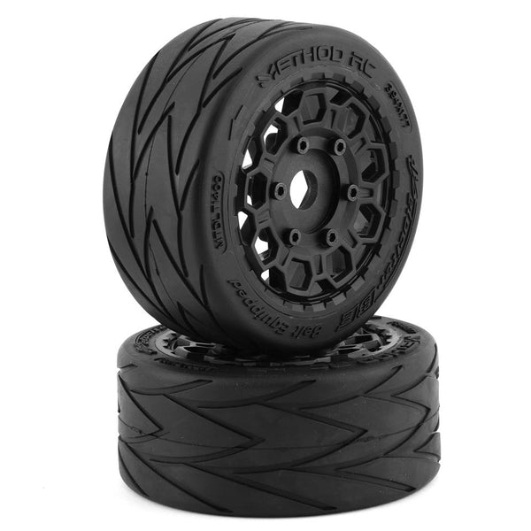 MTD1400 Method RC Velociter Belted Pre-Mount 1/7 On-Road Tires (Black) (2) w/Hive 17mm Hex Wheels
