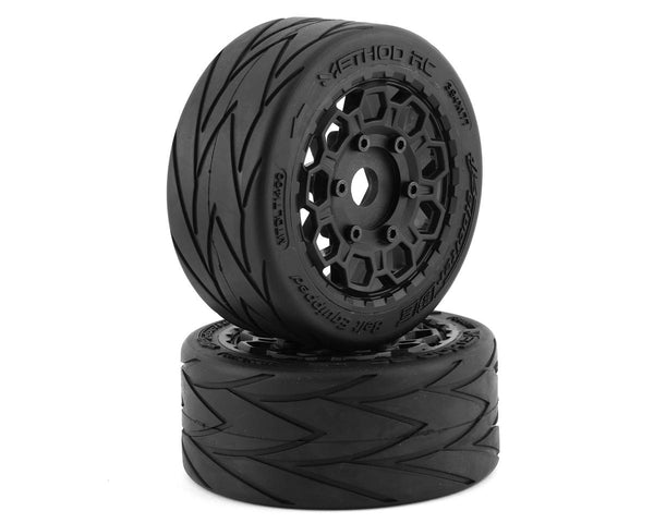 MTD1400 Method RC Velociter Belted Pre-Mount 1/7 On-Road Tires (Black ...