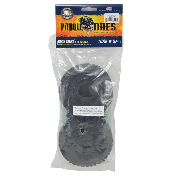 Pit Bull Tires Rock Beast 1.9" Scale Rock Crawler Tires w/Foams (2) (Komp) PBTPB9003NK