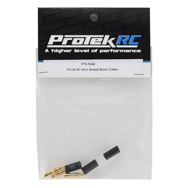 PTK-5049 ProTek RC 4mm Serrated Male Bullet Connector (3 Male)