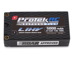 ProTek RC 2S 130C Low IR Si-Graphene + HV Shorty LiPo Battery (7.6V/5000mAh) w/5mm Connectors PTK-5102-22