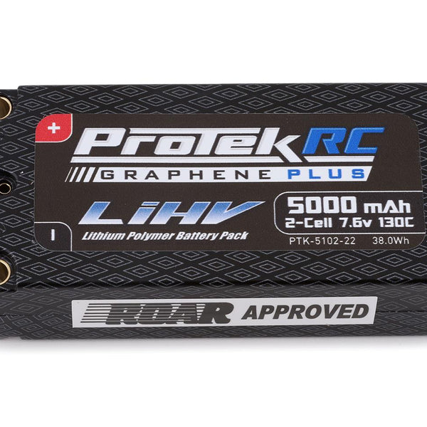 ProTek RC 2S 130C Low IR Si-Graphene + HV Shorty LiPo Battery (7.6V/5000mAh) w/5mm Connectors PTK-5102-22
