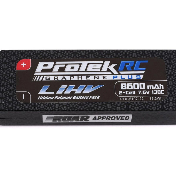 PTK-5107-22 ProTek RC 2S 130C Low IR Si-Graphene + HV LiPo Battery (7.6V/8600mAh) w/5mm Connectors (ROAR Approved)