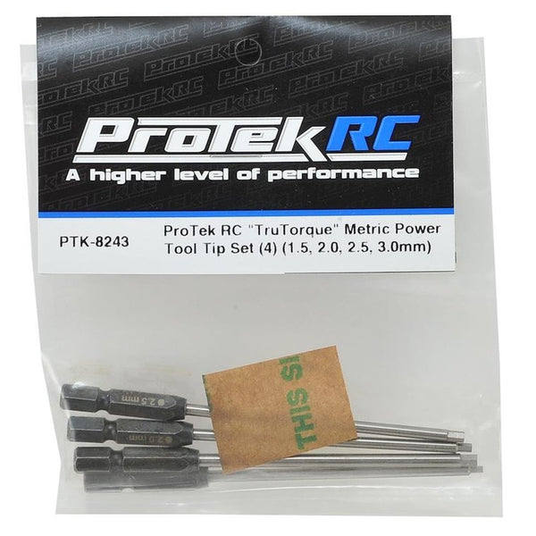 PTK-8243 ProTek RC "TruTorque" Metric 1/4" Power Drill Tip Set (4) (1.5, 2.0, 2.5, 3.0mm)